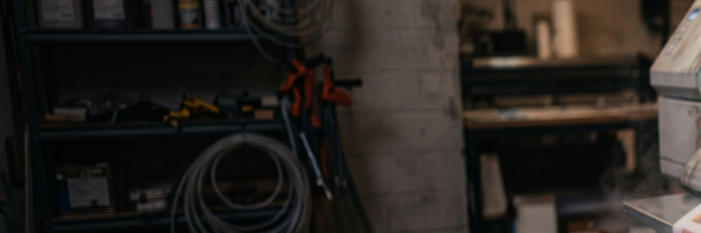 Inside the 5 Sec DTF print shop in Orlando — shelving, tools and equipment